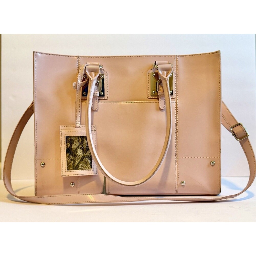 Wilson's Leather Executive Carry All Shoulder Strap Purse Tote Pink Laptop Bag
